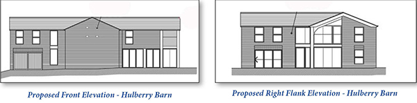 Lot: 57 - OUTSTANDING RURAL OPPORTUNITY! PLANNING FOR CONVERSION AND DEVELOPMENT FOR TWO SUBSTANTIAL RESIDENCES - Hulberry Barn - Proposed Front Elevation